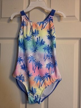O'rageous Girls Tropical Palm Print One-Piece Swimsuit Multicolor Size 16